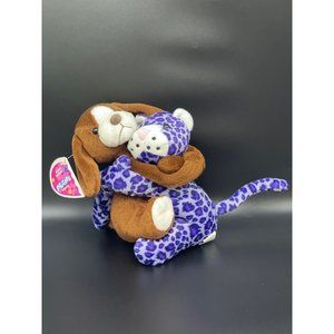 Vintage 2002 Floppy Friends Forever Hugging Dog and Cheetah 7" Plush Stuffed Toy